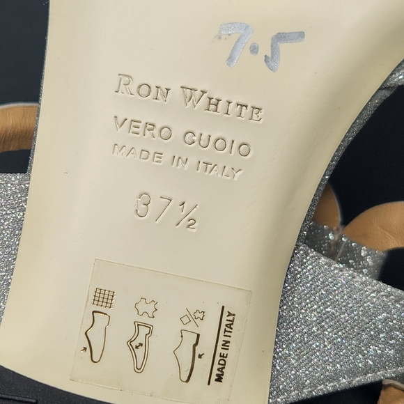 Ron White Dress Sandals 7 Silver Glitter Beverly Wedding Made Italy New $495 - Picture 14 of 15